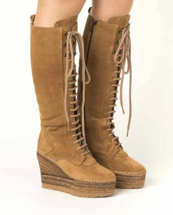 Bota alta en serraje cuero oscuro Tilo 7