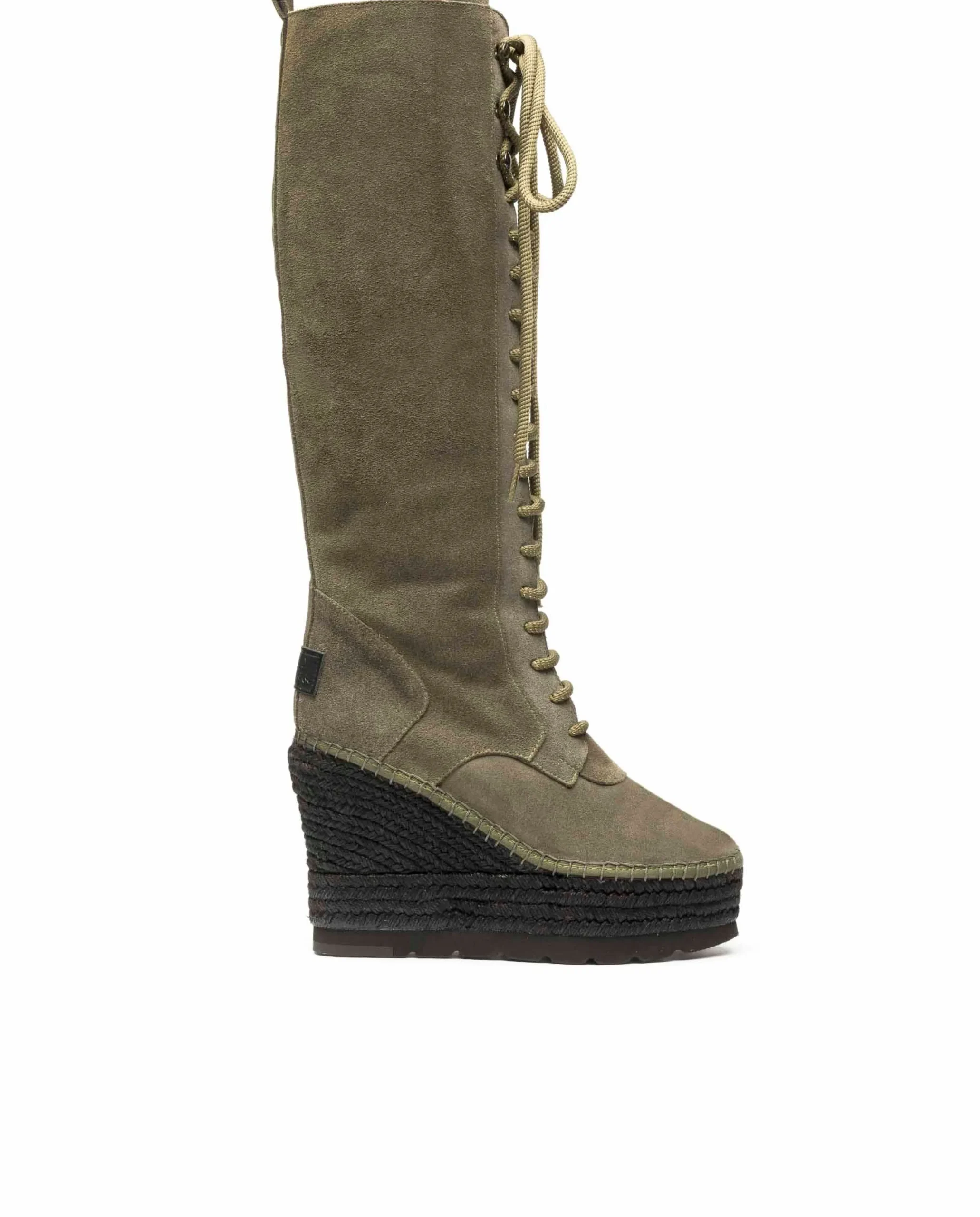 Bota alta en serraje kaki Tilo 7