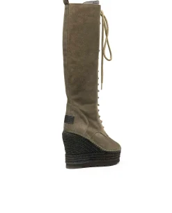 Bota alta en serraje kaki Tilo 7