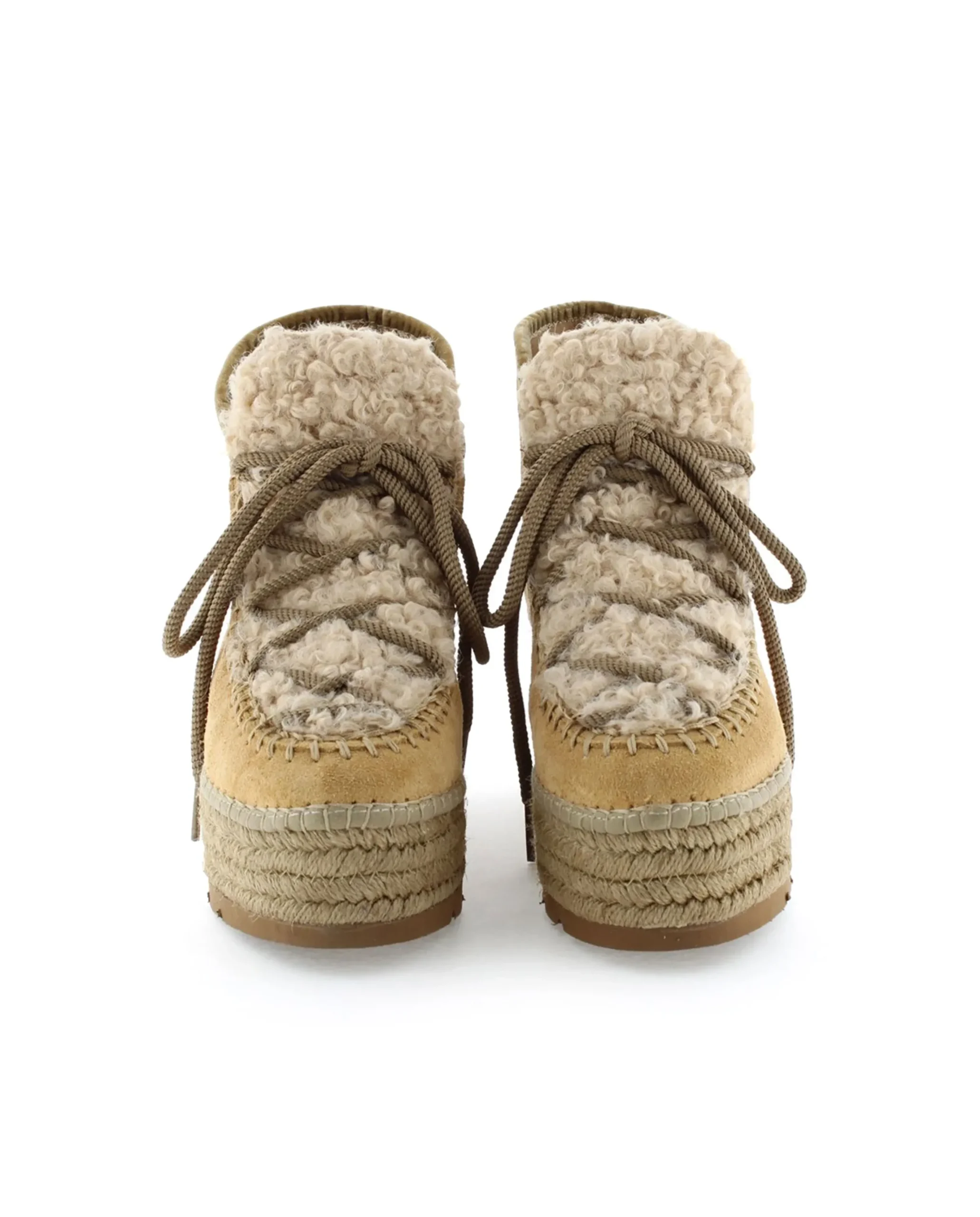 Bota baja borreguito en serraje camel Creta