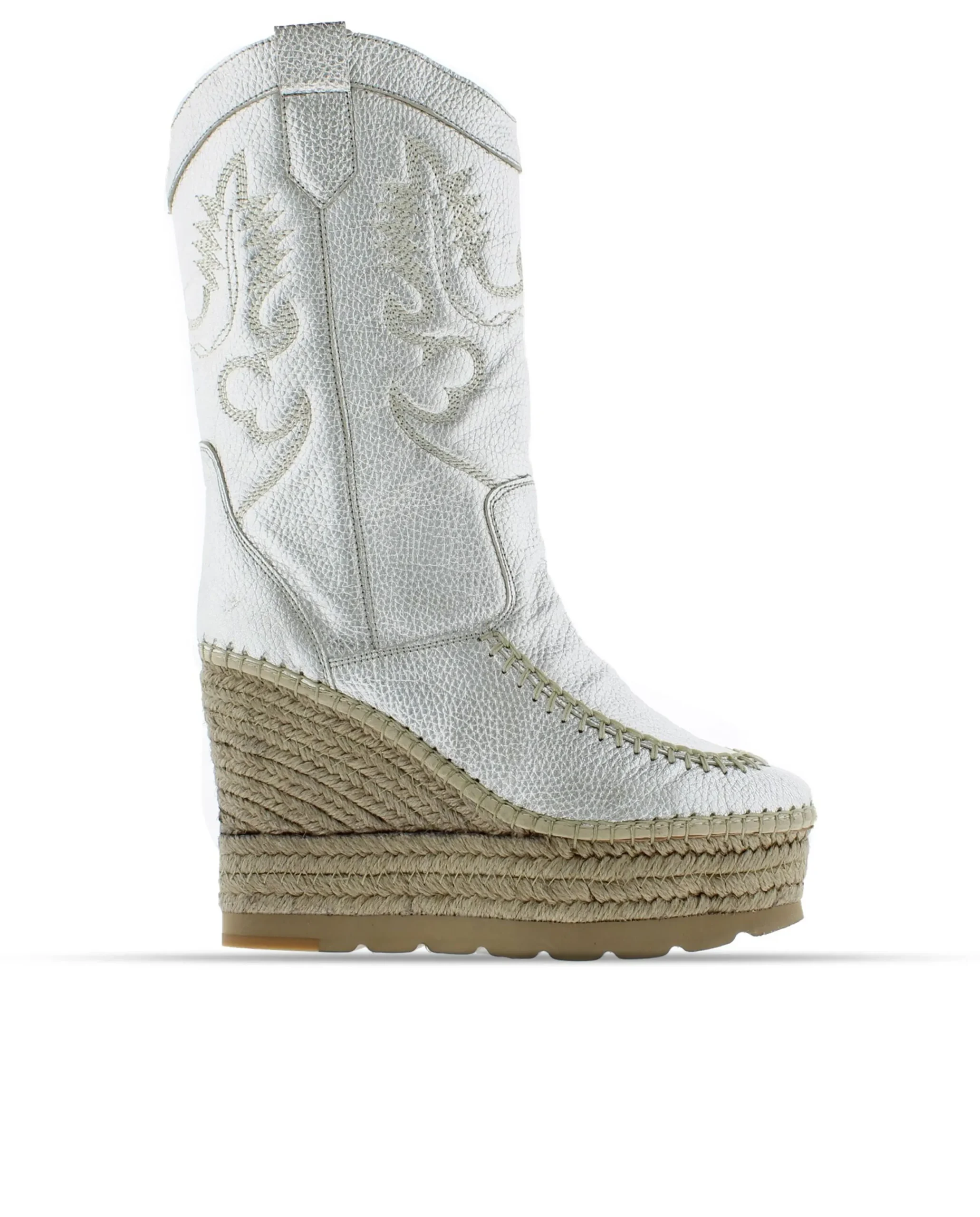 Bota Cowboy en napa metal plata Tilo 7