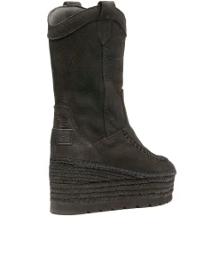 Bota Cowboy en nobuk negro Creta