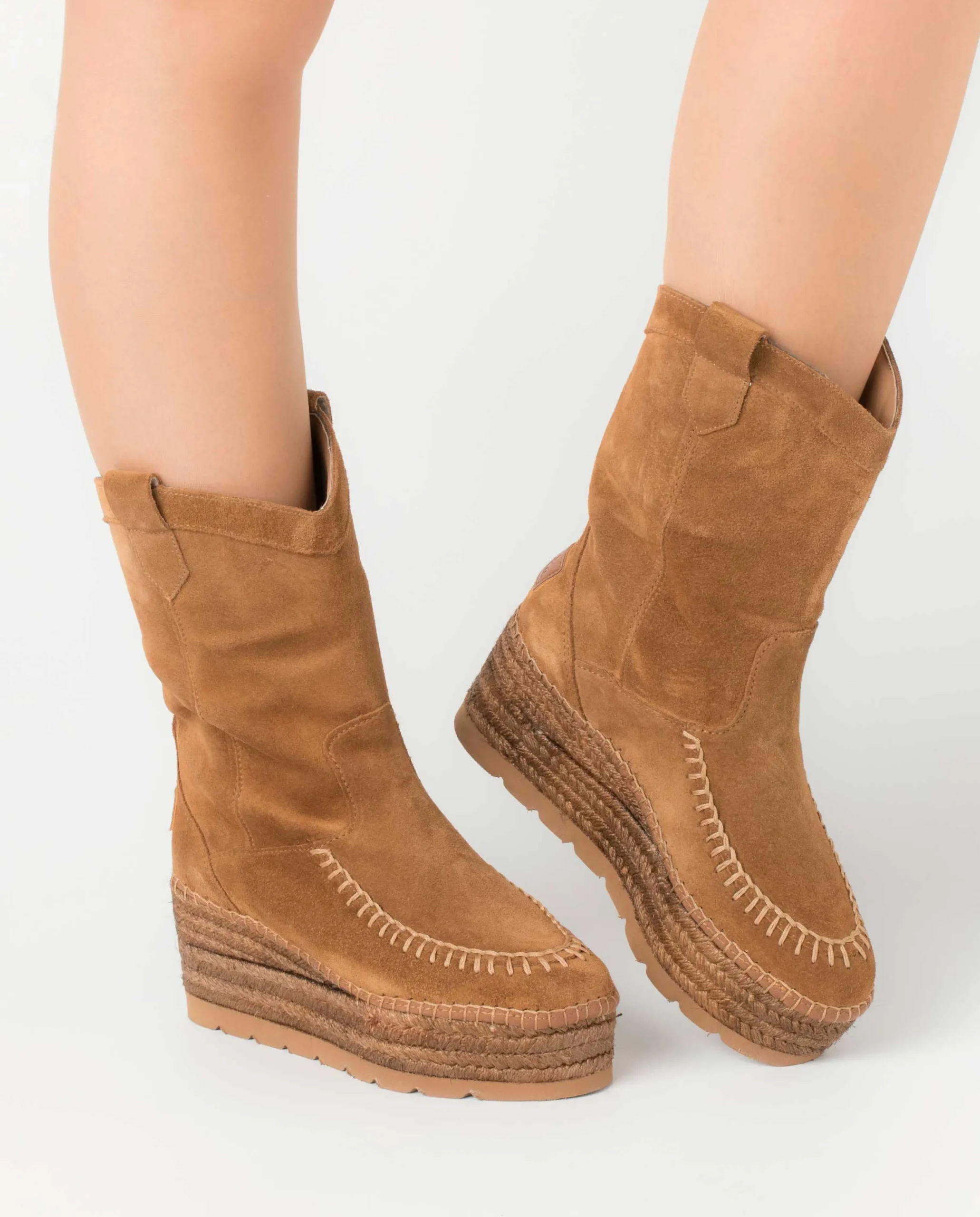 Bota Cowboy en serraje cuero Creta