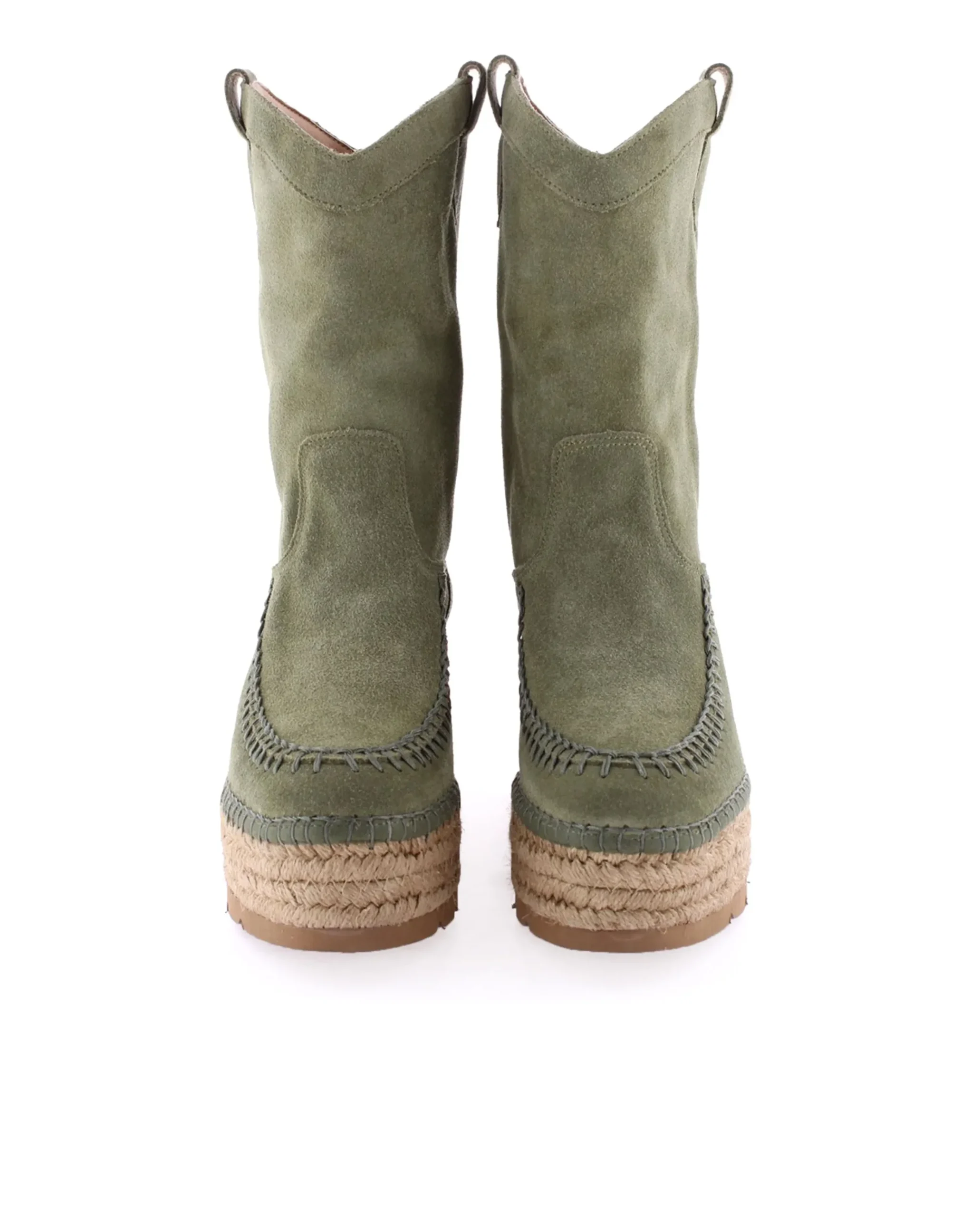 Bota Cowboy en serraje kaki Creta