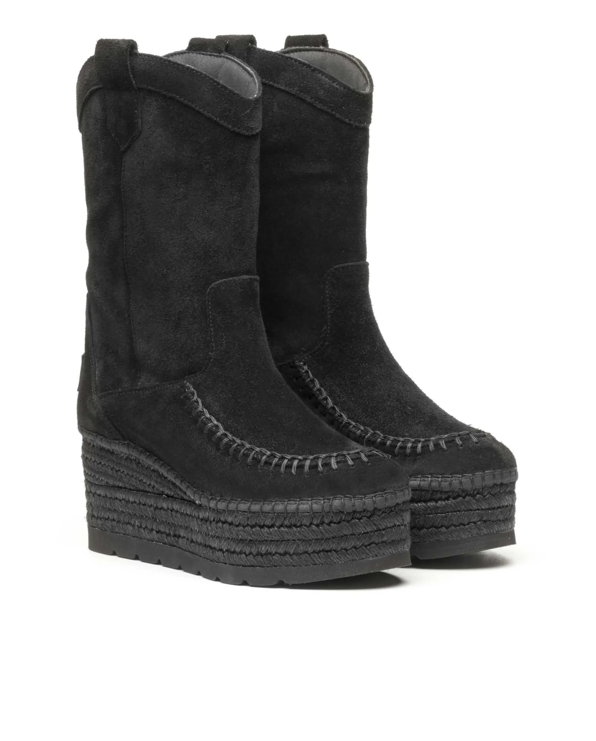Bota Cowboy en serraje negro Creta