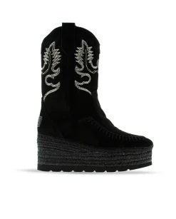 Bota Cowboy en serraje negro Creta