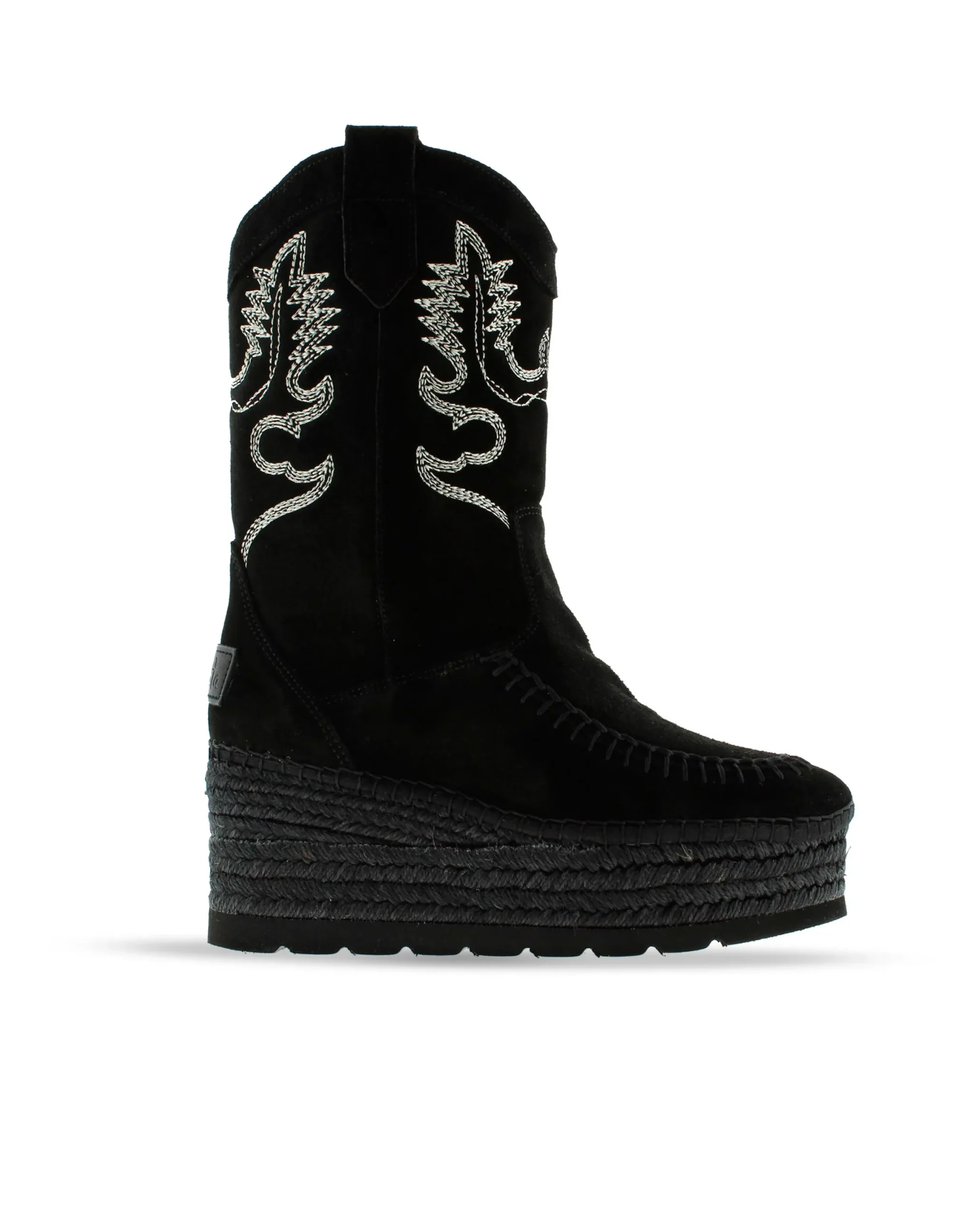 Bota Cowboy en serraje negro Creta