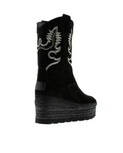 Bota Cowboy en serraje negro Creta