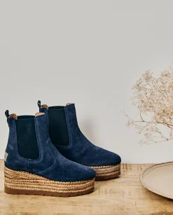 Botin Chelsea en serraje marino Creta