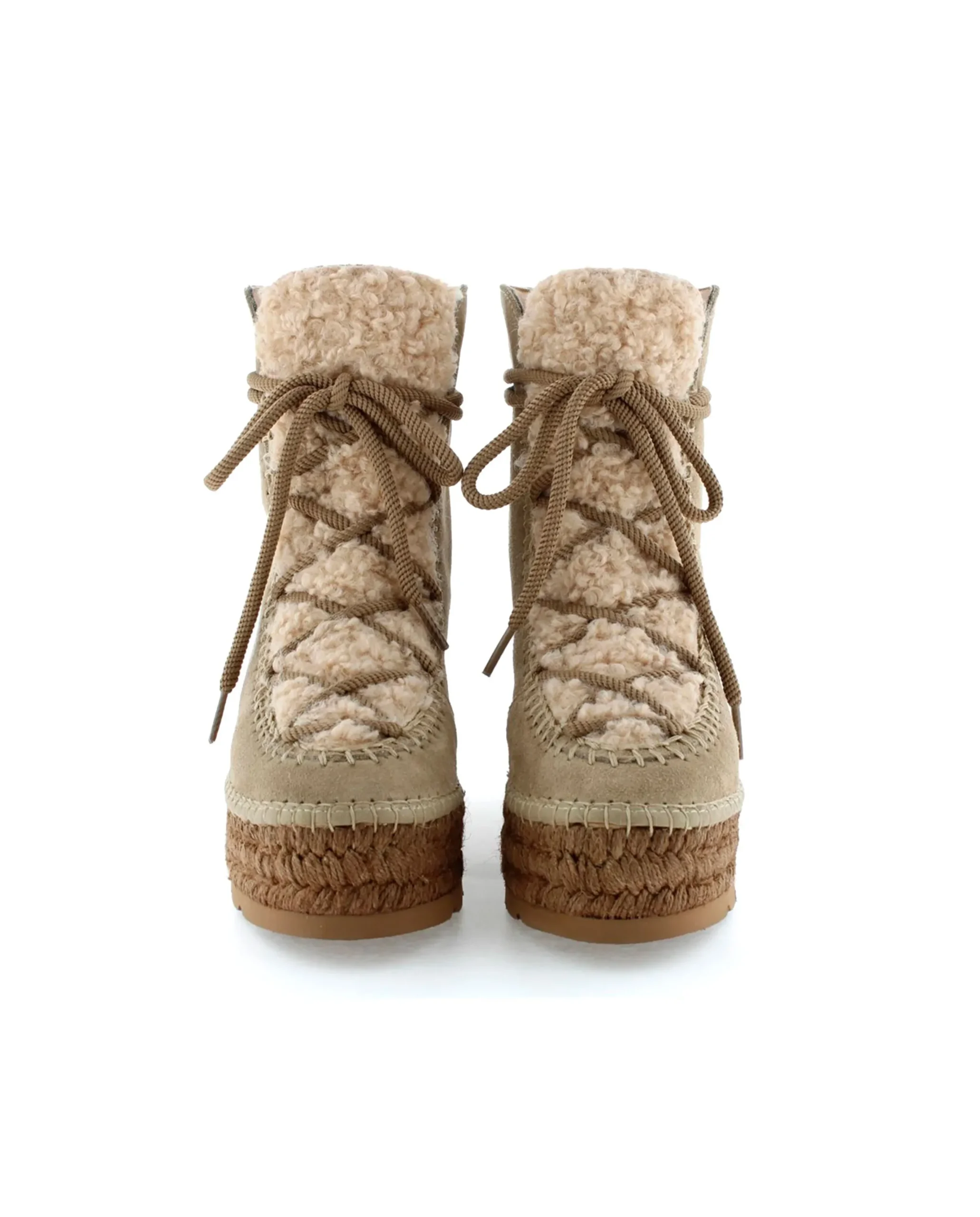 Botin plataforma en serraje taupe Merce Doble