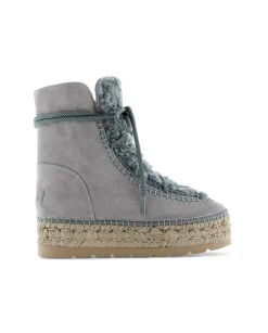 Botin plataforma en serraje gris Merce Doble