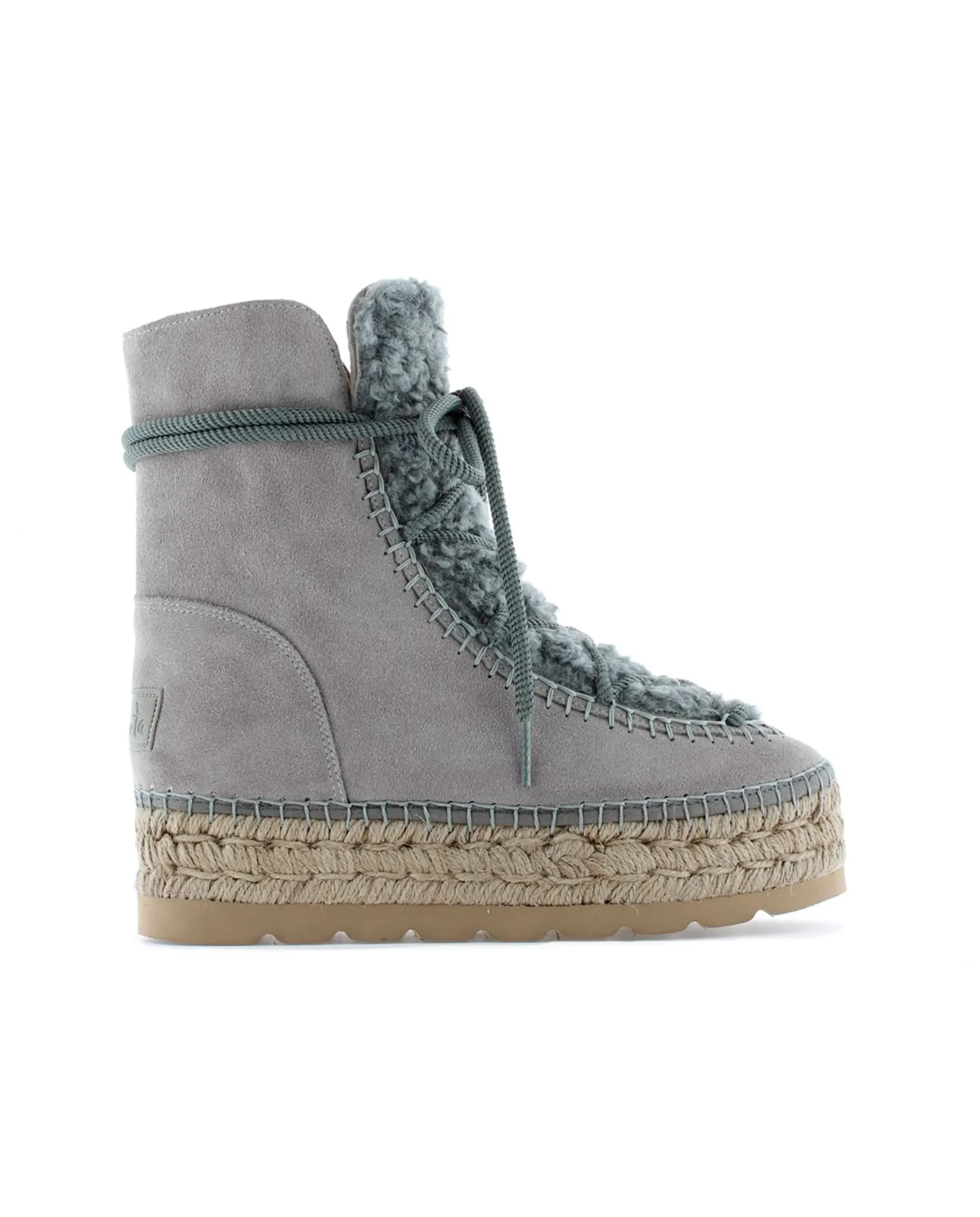 Botin plataforma en serraje gris Merce Doble
