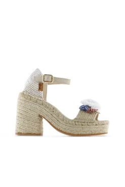 Sandalia abierta trenza natural jeans