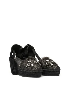 Sandalia rafia cristal negro Tilo 5