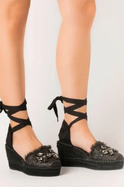 Sandalia rafia cristal negro Tilo 5