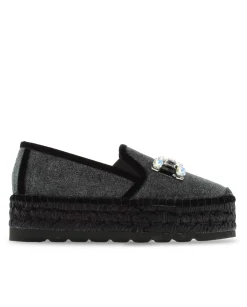 Slipper detalle en terciopelo negro Merce Doble