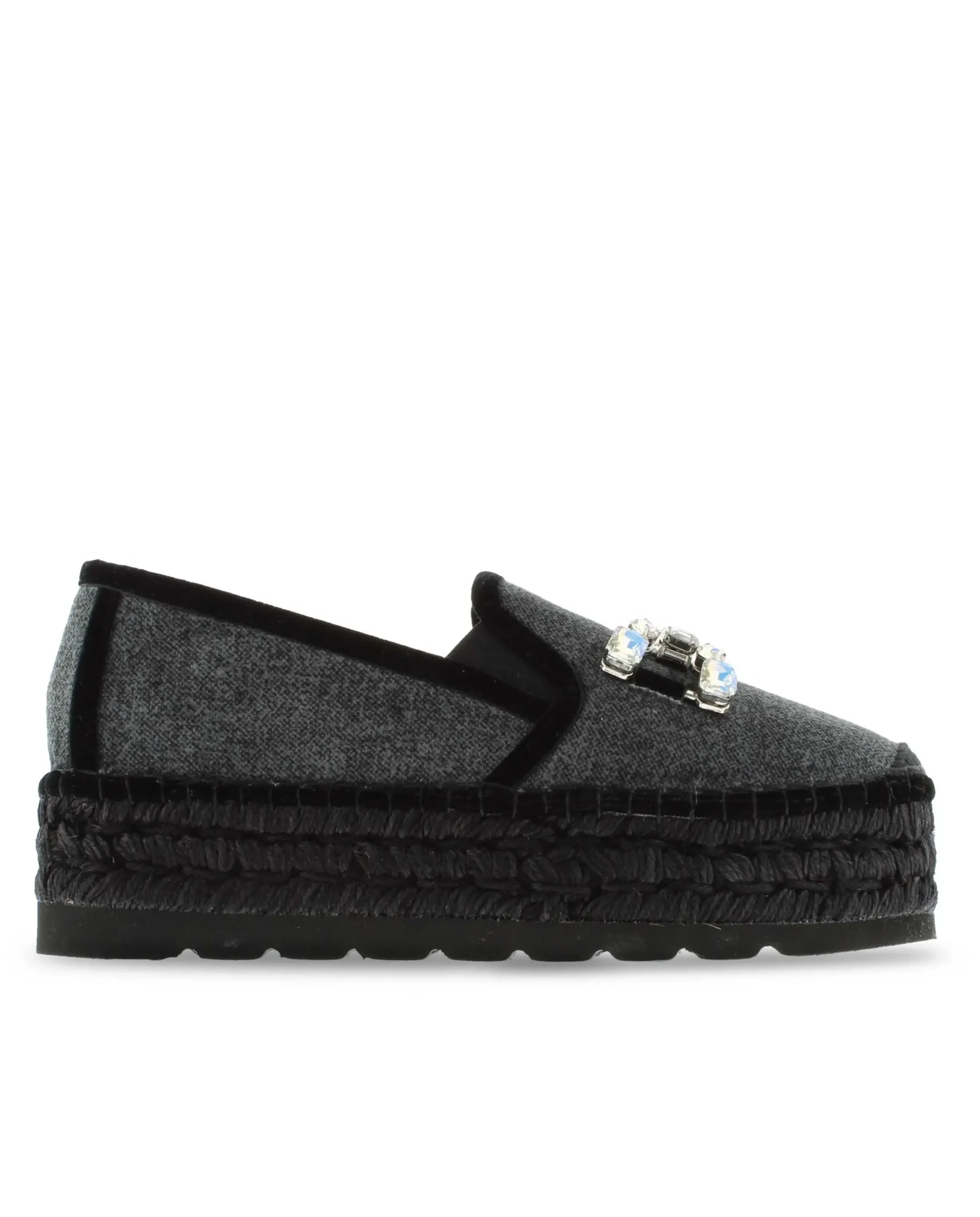 Slipper detalle en terciopelo negro Merce Doble