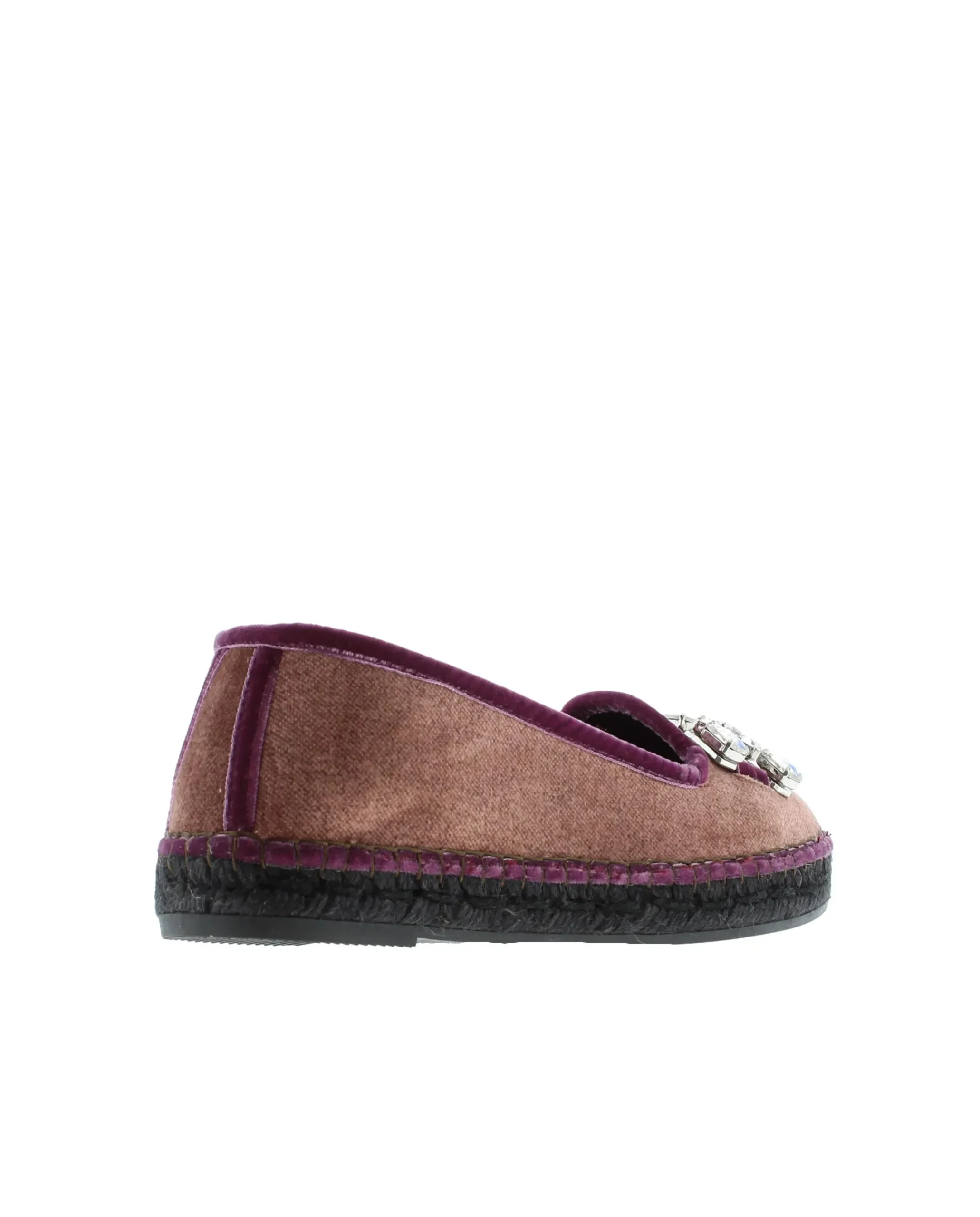 Slipper detalle en terciopelo berenjena Pitiusa