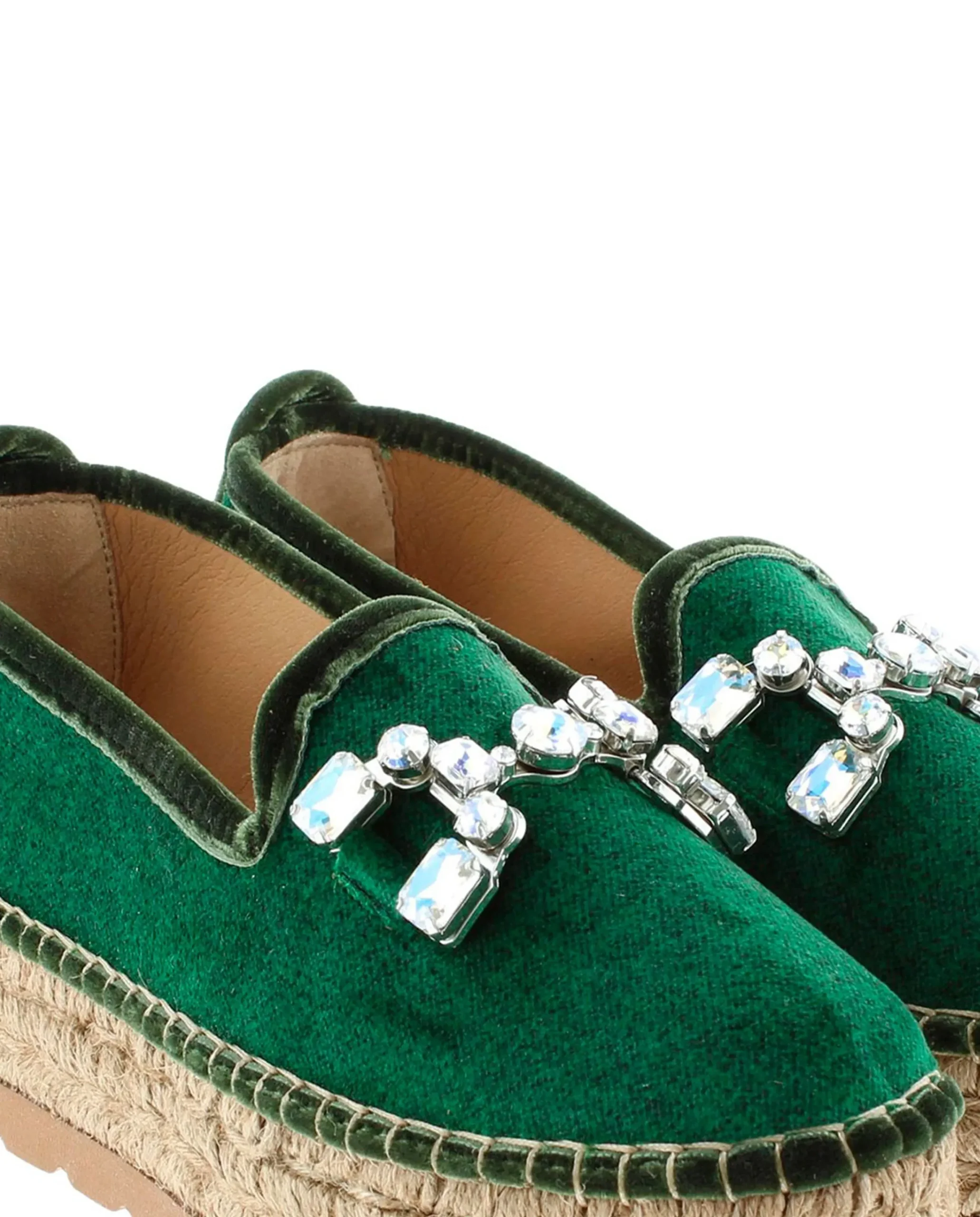 Slipper detalle en terciopelo verde Merce Doble